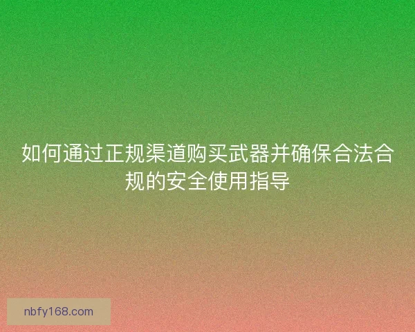 如何通过正规渠道购买武器并确保合法合规的安全使用指导